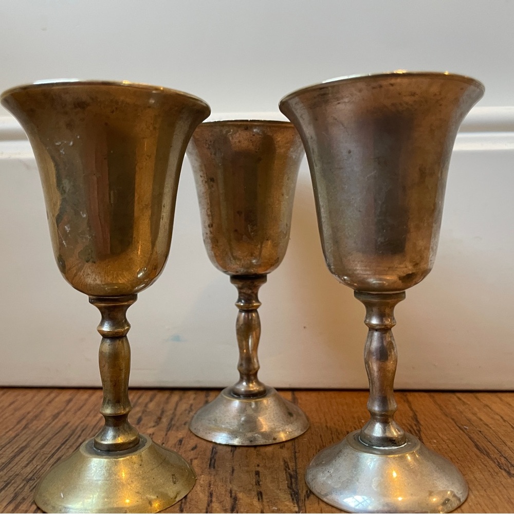 Three Vintage Reed & Barton Silverplate Goblets Set of 3 4.5” Wine Cups